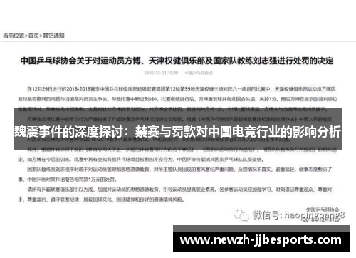 魏震事件的深度探讨：禁赛与罚款对中国电竞行业的影响分析
